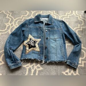 Hello Couture Denim Sequin Jean Denim Jacket Size Small